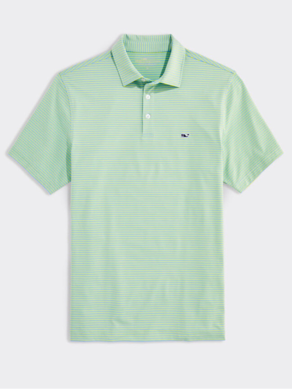 Vineyard Vines Bradley Stripe Sankaty Performance Polo - Wild Lime and Blue